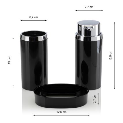 Set da bagno CARMEN 5 pz nero/cromo lucido