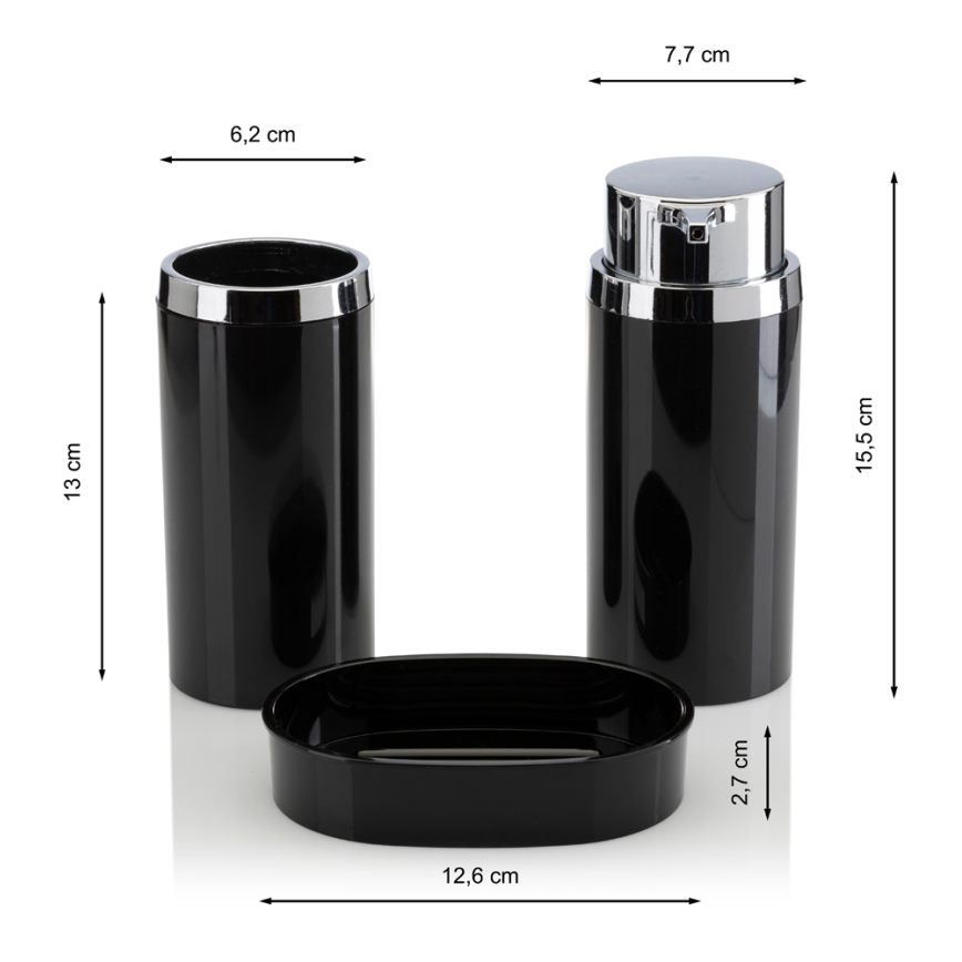 Set da bagno CARMEN 5 pz nero/cromo lucido