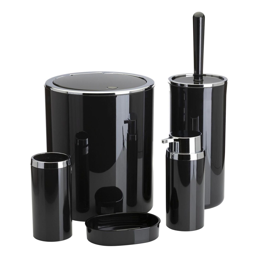 Set da bagno CARMEN 5 pz nero/cromo lucido