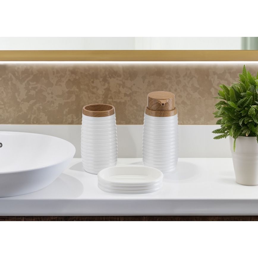 Set da bagno CAROL 5 pz bianco/marrone
