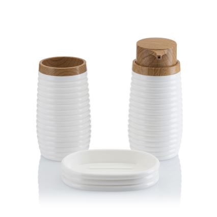 Set da bagno CAROL 5 pz bianco/marrone