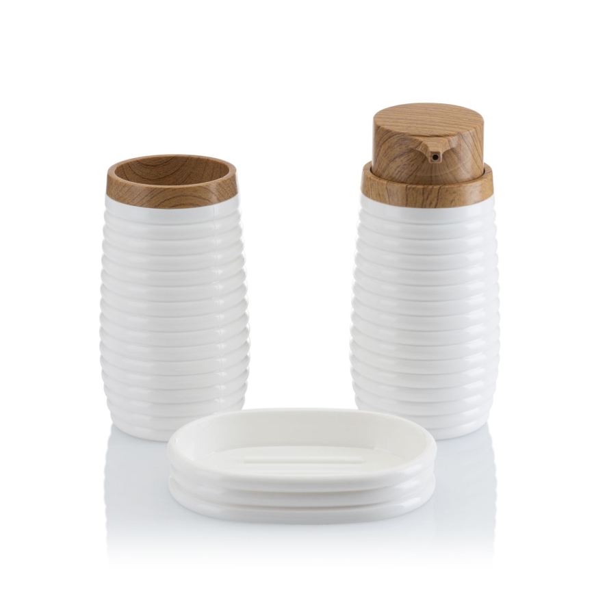 Set da bagno CAROL 5 pz bianco/marrone