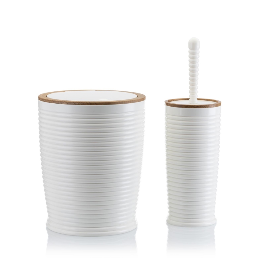 Set da bagno CAROL 5 pz bianco/marrone