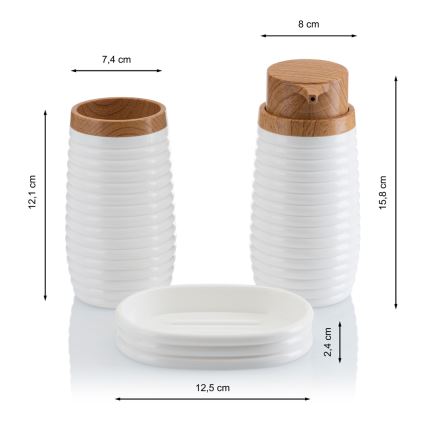 Set da bagno CAROL 5 pz bianco/marrone