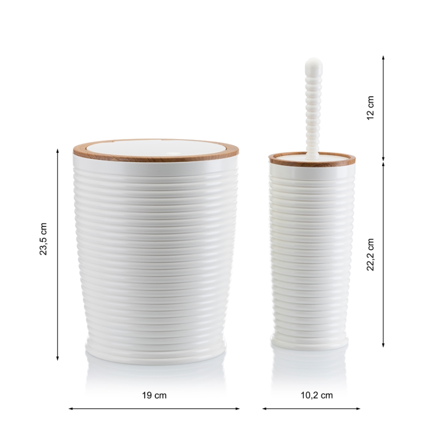 Set da bagno CAROL 5 pz bianco/marrone