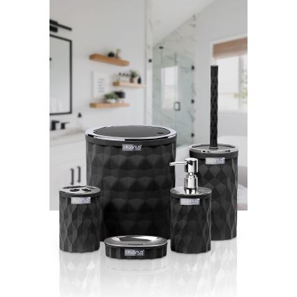 Set da bagno DIAMOND 5 pz nero/cromo lucido
