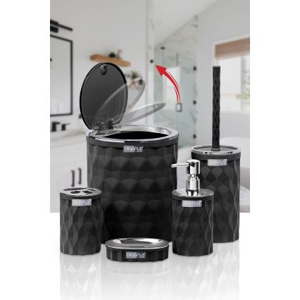 Set da bagno DIAMOND 5 pz nero/cromo lucido
