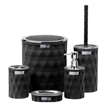 Set da bagno DIAMOND 5 pz nero/cromo lucido