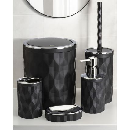 Set da bagno REINA 5 pz nero/cromo lucido