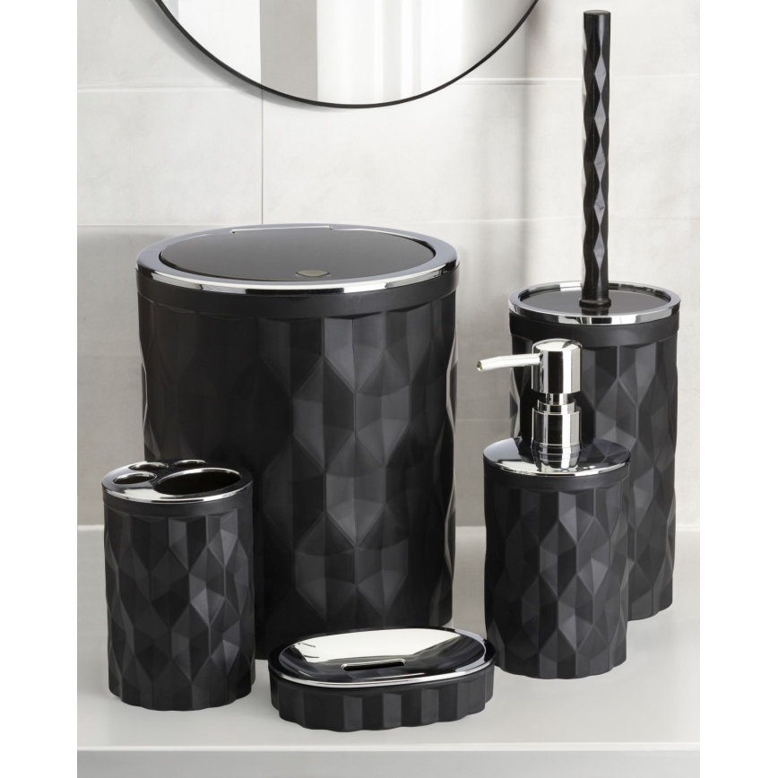 Set da bagno REINA 5 pz nero/cromo lucido