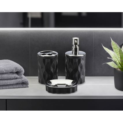Set da bagno REINA 5 pz nero/cromo lucido