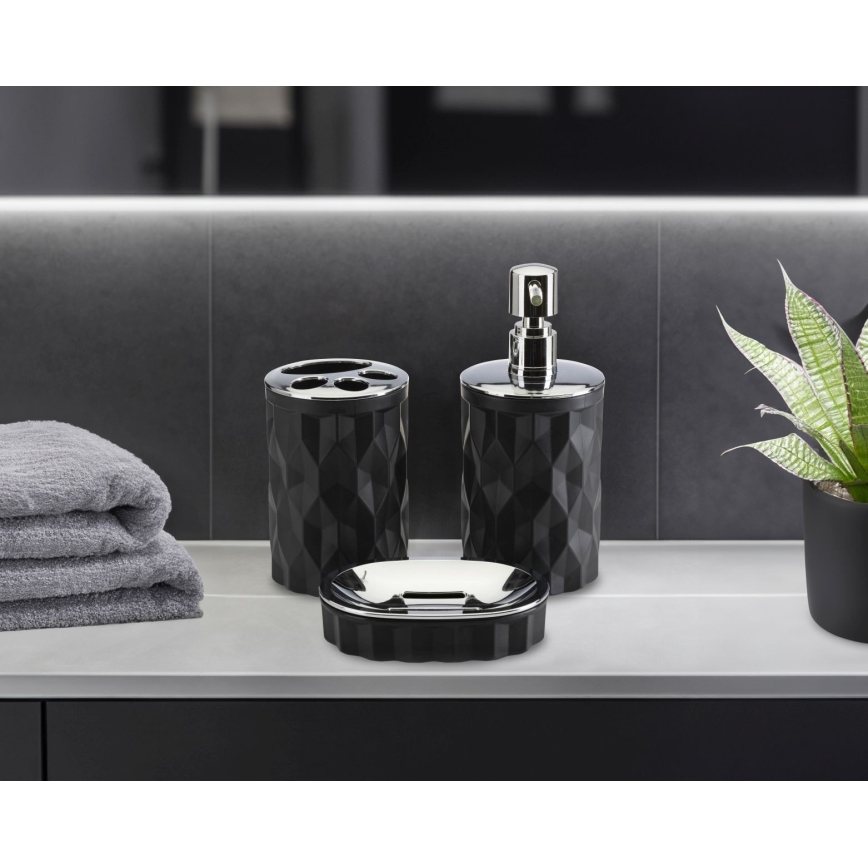 Set da bagno REINA 5 pz nero/cromo lucido