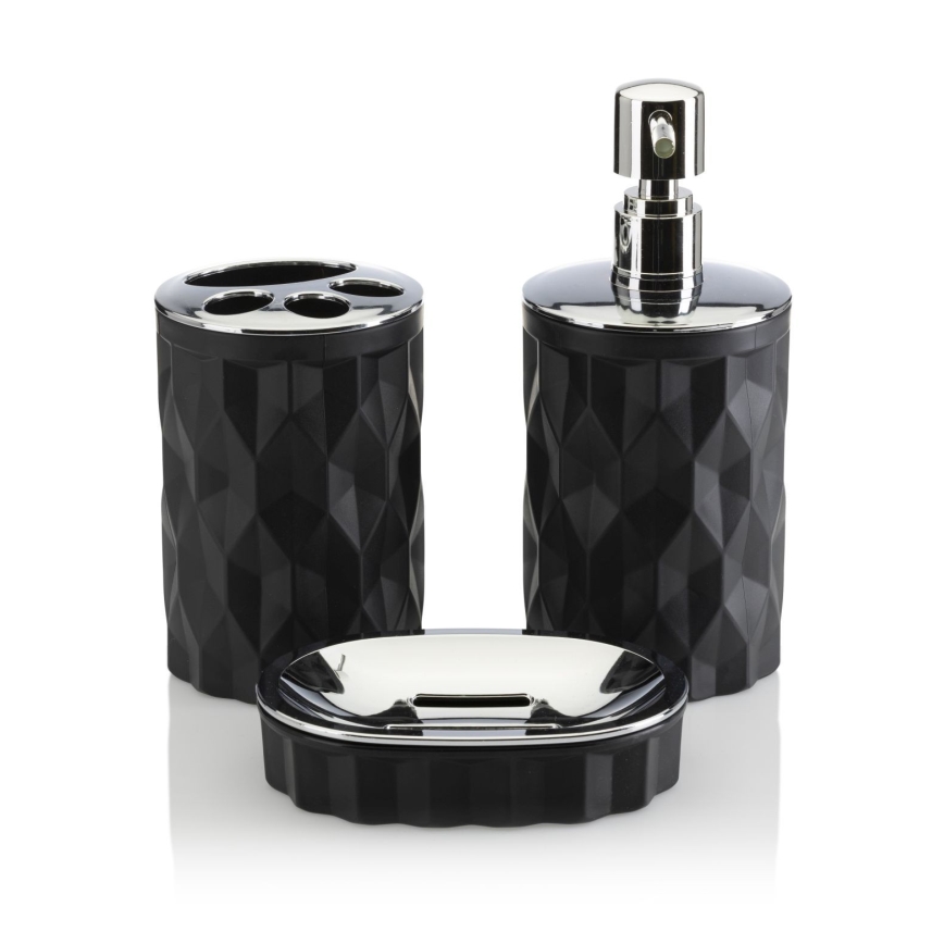 Set da bagno REINA 5 pz nero/cromo lucido