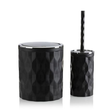Set da bagno REINA 5 pz nero/cromo lucido