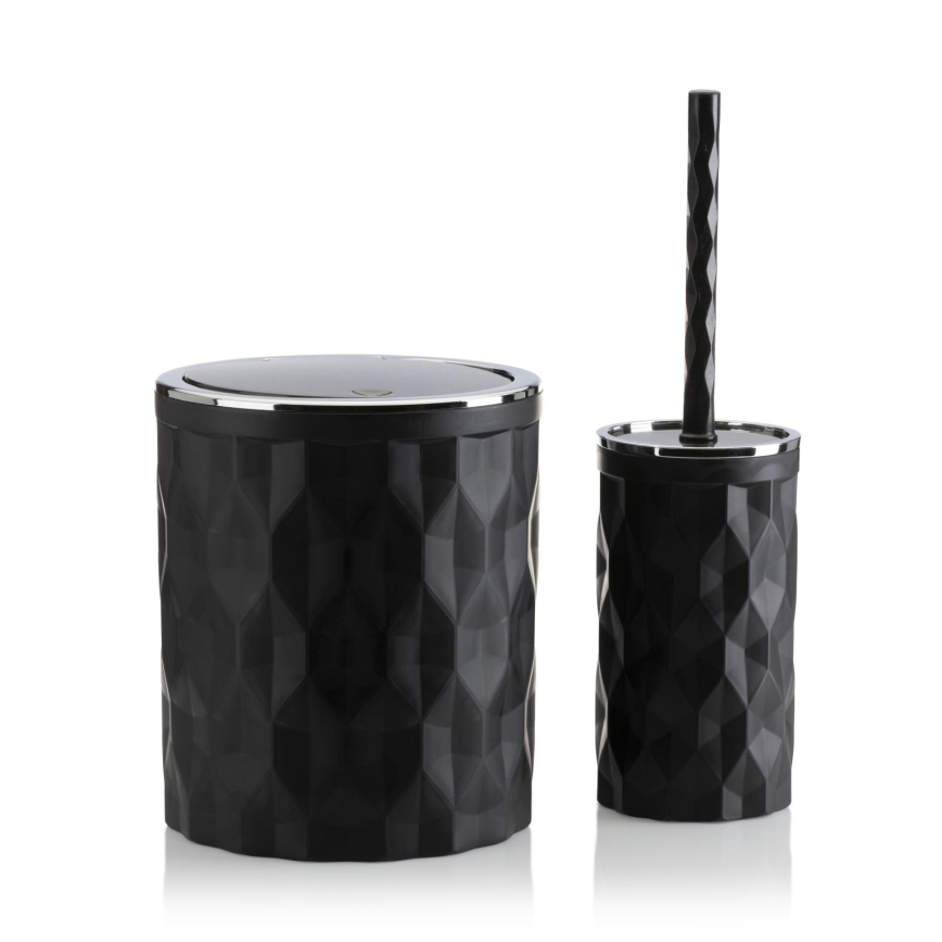 Set da bagno REINA 5 pz nero/cromo lucido