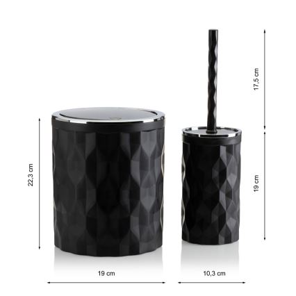 Set da bagno REINA 5 pz nero/cromo lucido