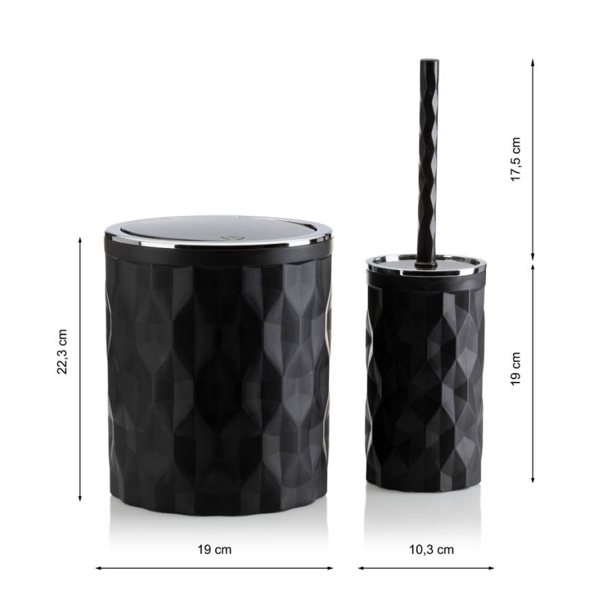 Set da bagno REINA 5 pz nero/cromo lucido