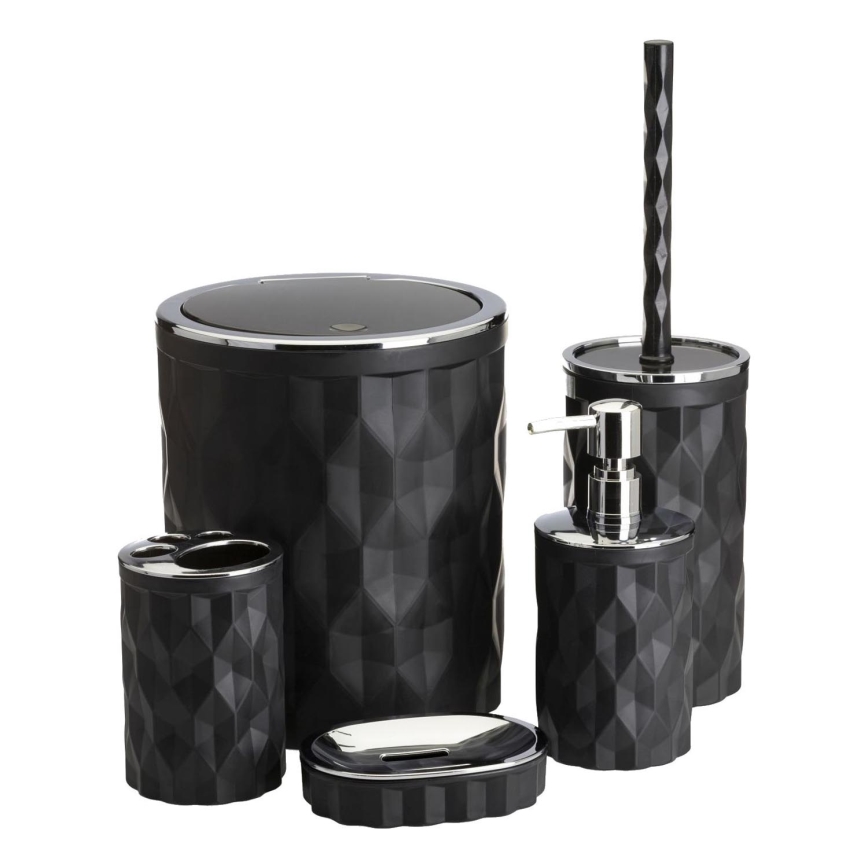Set da bagno REINA 5 pz nero/cromo lucido