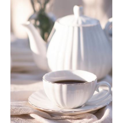 Set da caffè in porcellana, 15 pezzi, bianco