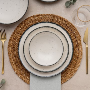 Set da pranzo 24 pezzi bianco/nero in porcellana