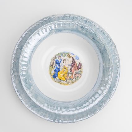 Set da pranzo in porcellana 26 pezzi blu con finitura perlata