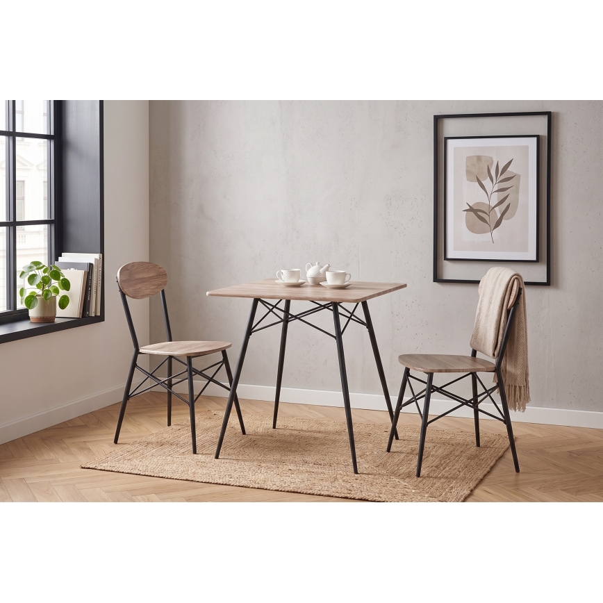 Set da pranzo KABIR 70x70 cm rovere/nero