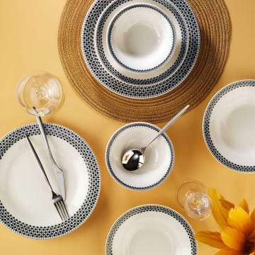 Set da tavola 12 pezzi bianco/nero/porcellana