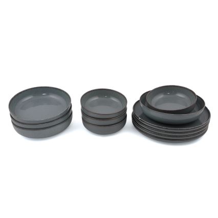 Set da tavola 12 pezzi grigio/porcellana