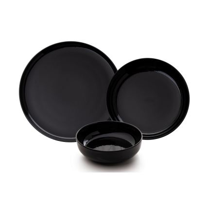 Set da tavola 12 pezzi nero/porcellana