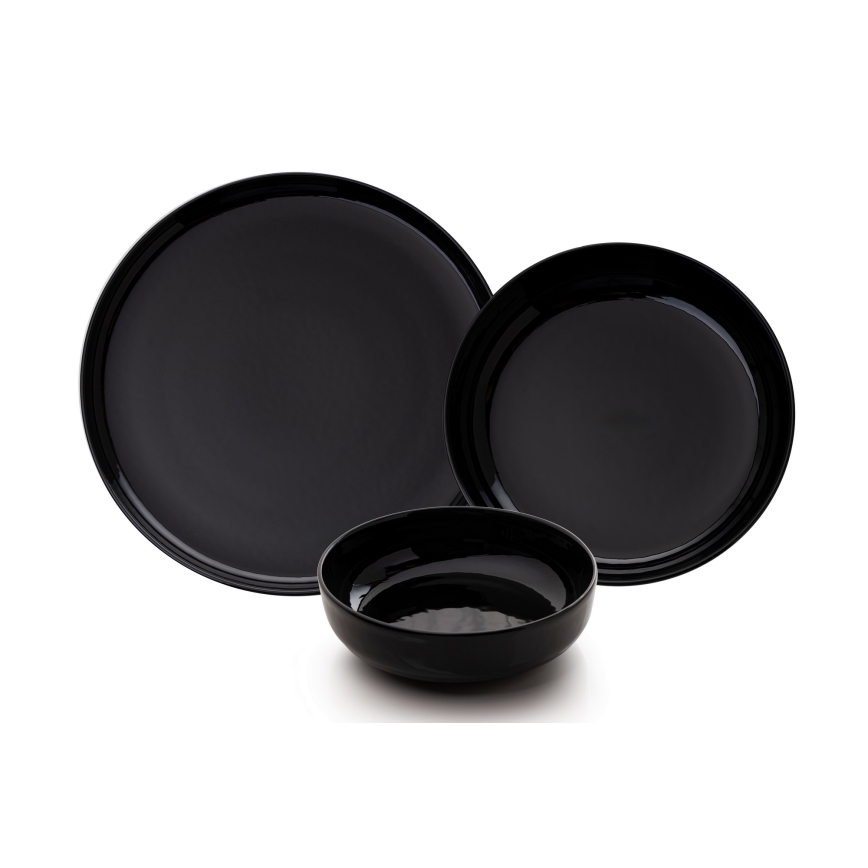 Set da tavola 12 pezzi nero/porcellana