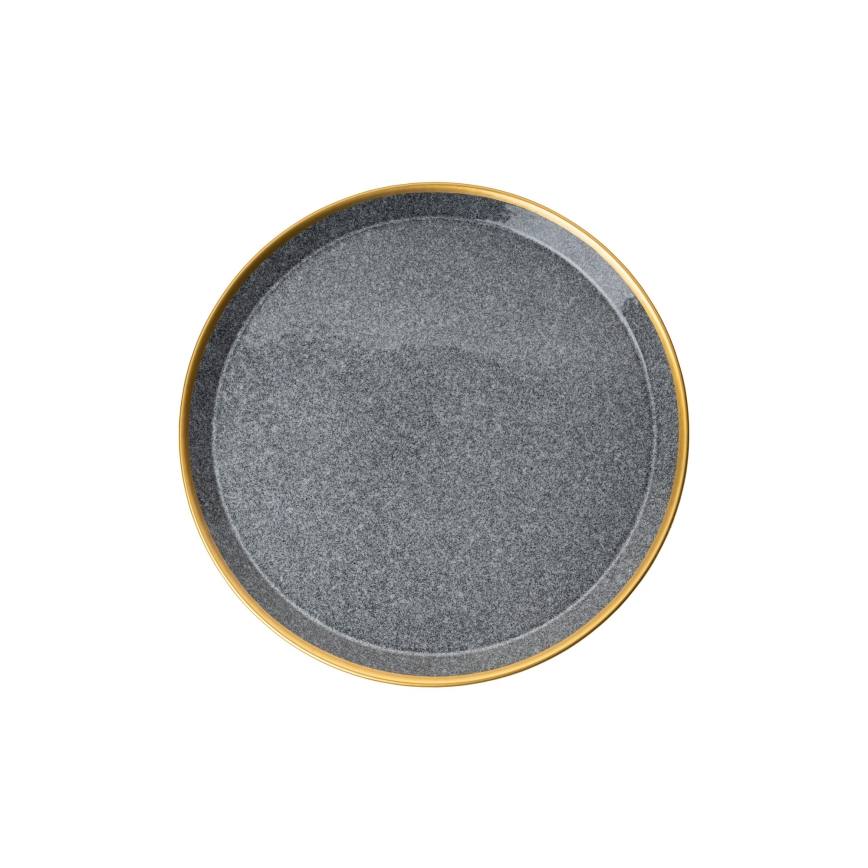 Set da tavola 16 pezzi antracite/oro/porcellana