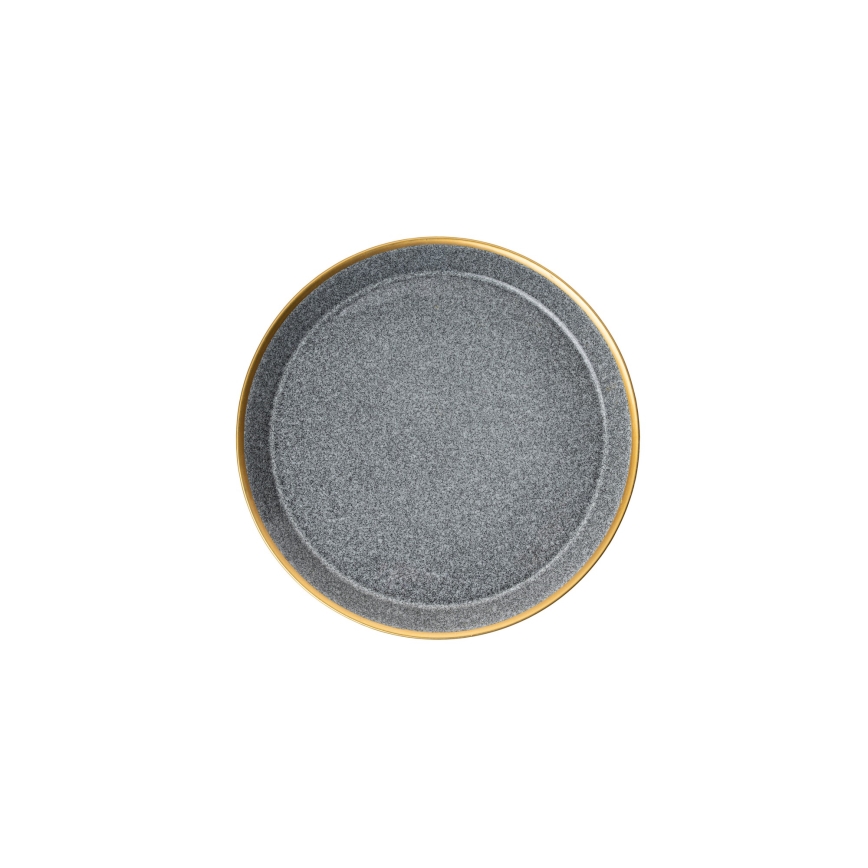Set da tavola 16 pezzi antracite/oro/porcellana