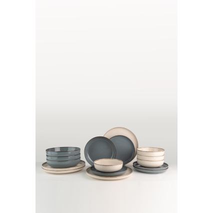 Set da tavola 16 pezzi beige/blu/porcellana