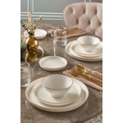 Set da tavola 16 pezzi beige/dorato in porcellana