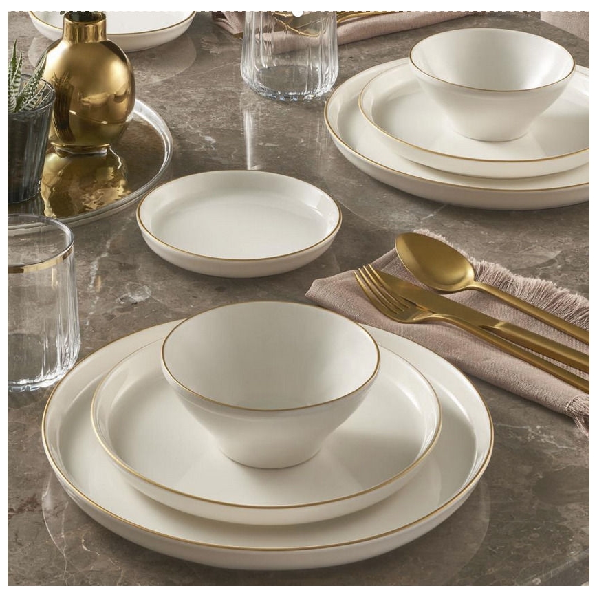 Set da tavola 16 pezzi beige/dorato in porcellana