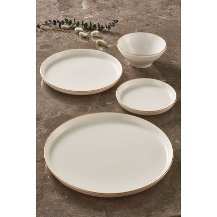 Set da tavola 16 pezzi beige/dorato in porcellana