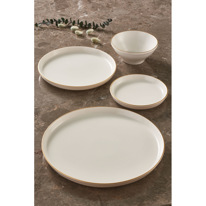 Set da tavola 16 pezzi beige/dorato in porcellana