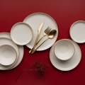 Set da tavola 16 pezzi beige/oro in porcellana