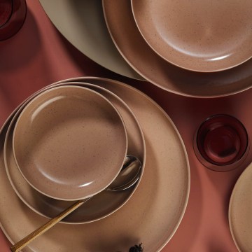 Set da tavola 16 pezzi marrone/beige/porcellana