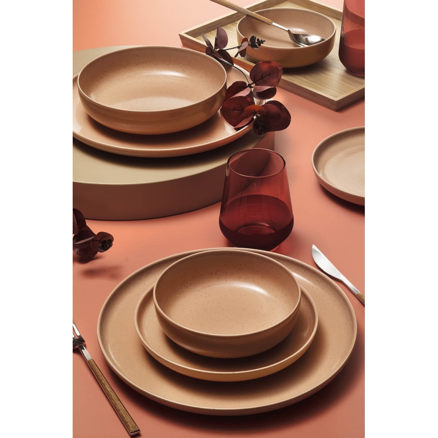 Set da tavola 16 pezzi marrone/beige/porcellana