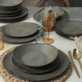 Set da tavola 18 pezzi antracite/verde in gres