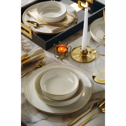 Set da tavola 18 pezzi beige/oro/porcellana
