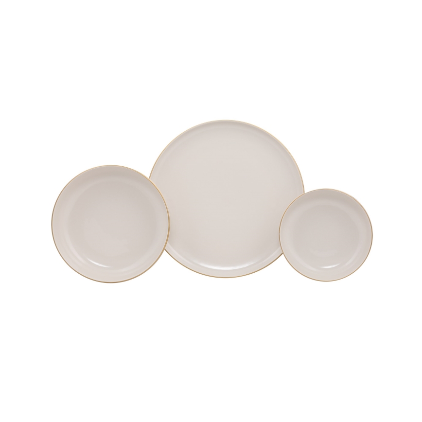 Set da tavola 18 pezzi beige/oro/porcellana