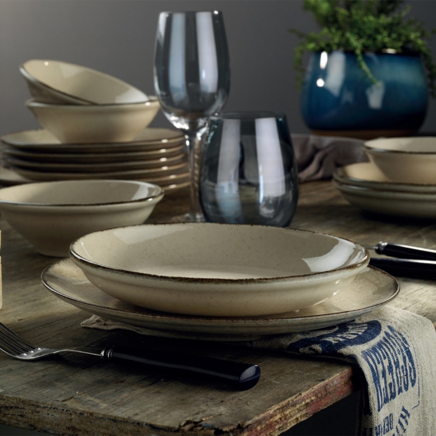 Set da tavola 18 pezzi beige/porcellana
