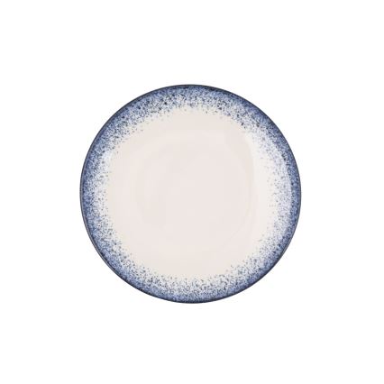 Set da tavola 18 pezzi, bianco/blu, in porcellana