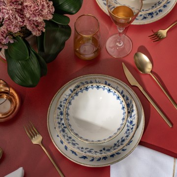 Set da tavola 18 pezzi bianco/blu/porcellana