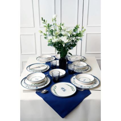Set da tavola 18 pezzi, bianco/blu/verde, in ceramica