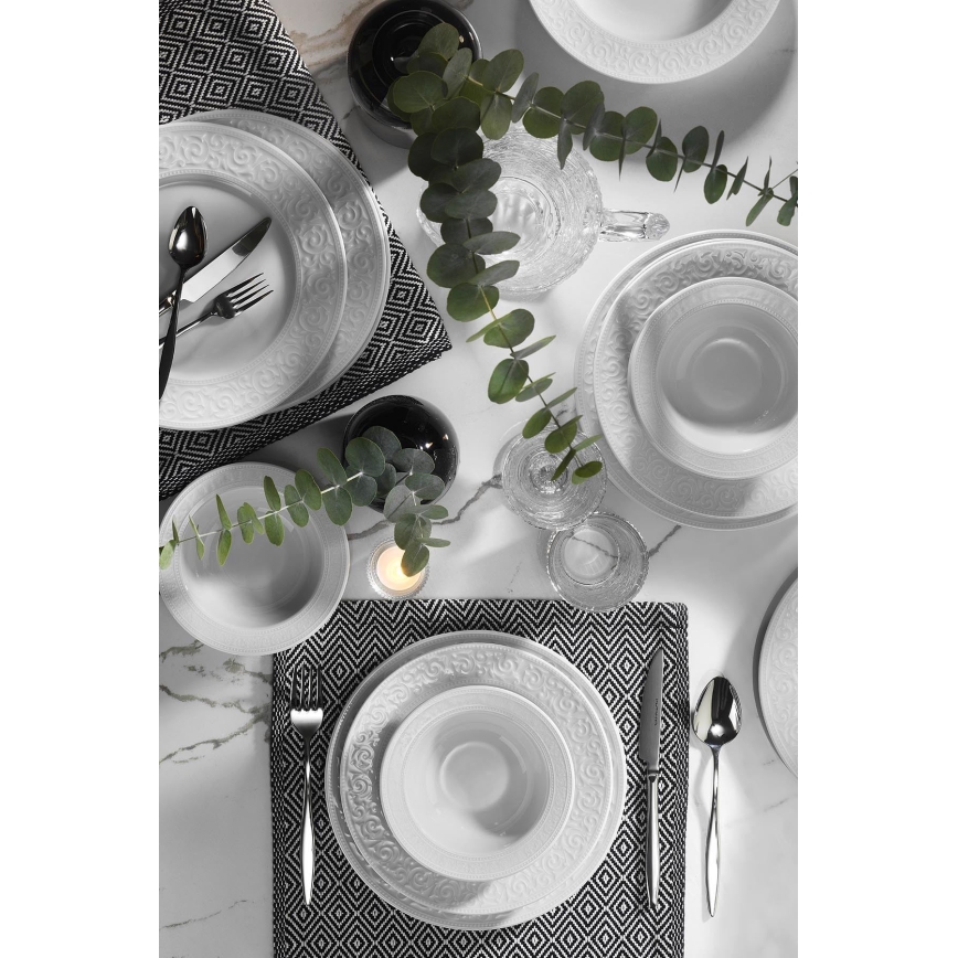 Set da tavola 18 pezzi, bianco, in porcellana