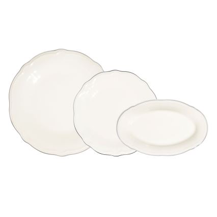 Set da tavola 18 pezzi crema/argento/porcellana