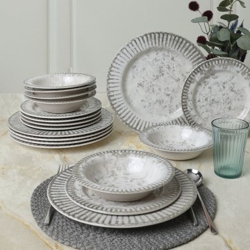 Set da tavola 18 pezzi grigio/ceramica